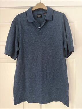 Haggar Men's Slate Blue Diamond-Pattern Polo